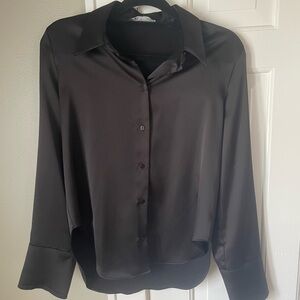 Zara Black Satin Button Down Shirt